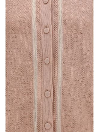 Fendi Womens Crochet Shirt Ff All-Over Pink Cotton