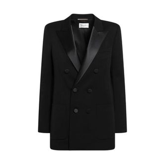 Saint Laurent Dames, Jassen, Zwart, Maat: XS Leer