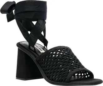 Miu Miu Womens Black Fabric Platform Sandals