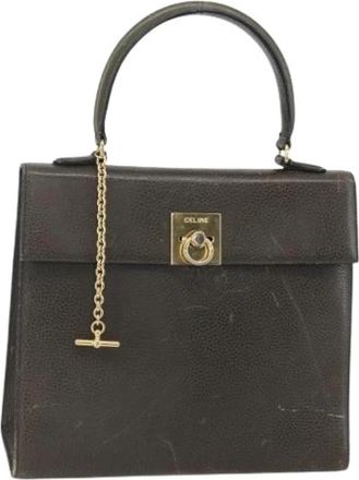 Celine Pre-owned Leather Handbag - Dames - Vintage Handtas - Groen - ONE Size - Leer - Vintage