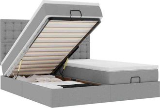 vidaXL Estructura De Cama Otomana Colchones Tela Gris Claro 200x200cm Vidaxl