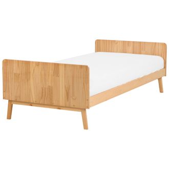 Beliani Cama Individual Moderna Somier De L&aacute;minas De Madera De Pino Clara 90 X 200 Cm Bonnac
