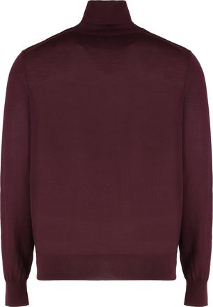 Saint Laurent Mens Burgundy Wool Turtleneck Sweater