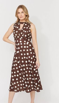 Joseph Ribkoff Polka Dot A-Line Dress In Coconut/offwhite