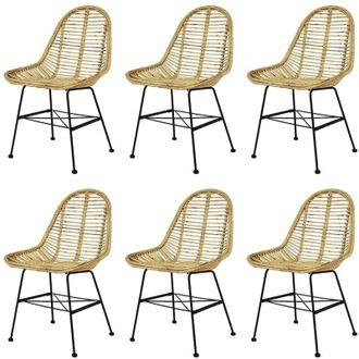 vidaXL Sillas De Comedor 6 Unidades Rat&aacute;n Natural Vidaxl