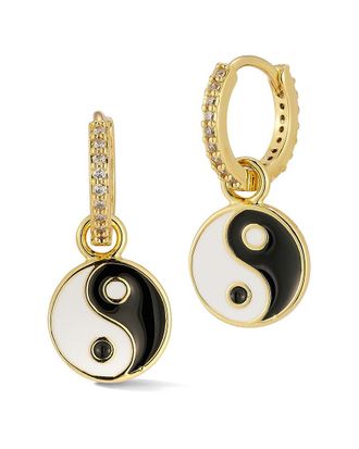 Sphera Milano 18K Plated Cz Yin & Yang Huggie Earrings