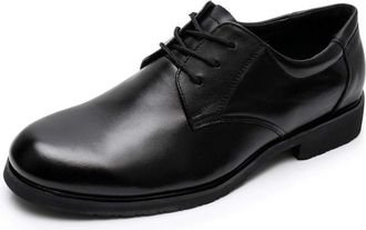 Generic Formal Shoes for Men Lace Up Round Toe Derby Shoes Cowhide Anti-Slip Block Heel Non Slip Low Top Business(5.5 UK) Black