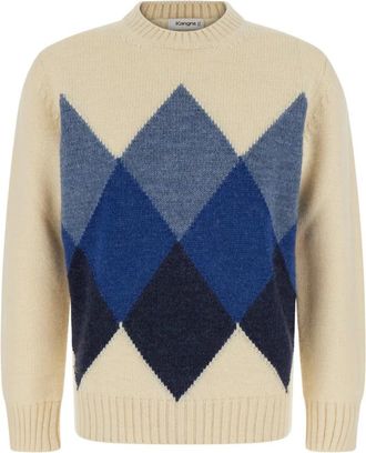 KANGRA Jersey de cuello redondo con patr&oacute;n de rombos - Knitwear - Hombre - Beige - 2XL