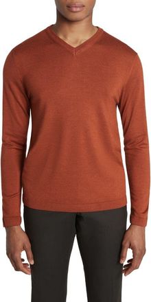 Jack Victor Ramezay Wool Blend V-Neck Sweater in Terracotta at Nordstrom Rack, Size Xx-Large