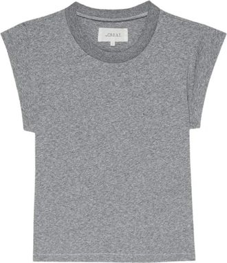 The Great. Peak Shoulder Tee - Dames - T-shirts - Grijs - XS - Katoen - Tops
