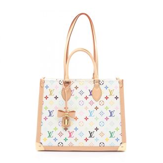 Louis Vuitton Multi-Color White Coated Canvas Leather Handbag Tote Bag (Pre-Owned)