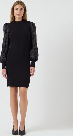 Y.A.S Strickkleid Y.A.S YASDOTME LS KNIT DRESS S. NOOS, Damen, Gr. XL, N-Gr, schwarz detail:flowers, Strick, Obermaterial: 52% Viskose, 26% Polyester, 22% N