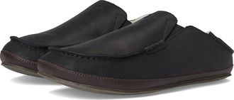 Olukai Moloa Slipper Mens Slippers Black/Dark Java : 13 D - Medium, Leather/Nubuck