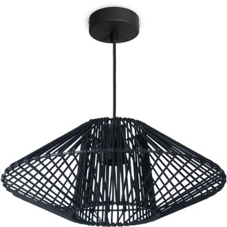Paco Home Paco Home - L&aacute;mpara Colgante Led Sal&oacute;n L&aacute;mpara Colgante Comedor Vintage Mimbre Look Boho L&aacute;mpara Colgante, Negro 4