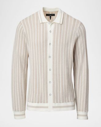 Rag & Bone Mens Harvey Stripe Knit Button-Down Shirt