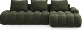 Cosmopolitan Design Sof&aacute; cama esquinero derecho con ba&uacute;l 3 plazas terciopelo verde
