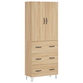 vidaXL Aparador Alto Madera Contrachapada Color Roble 69,5x34x180 Cm Vidaxl