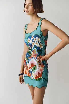Farm Rio Garden of Life 100% Linen Mini Dress