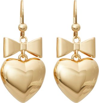Tory Burch Heart & Bow Drop Earrings in Tory Gold at Nordstrom