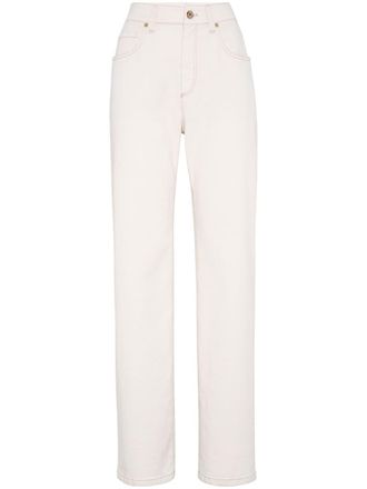 Brunello Cucinelli high-waisted straight-leg jeans - women - Elastane/Cotton - 42 - White
