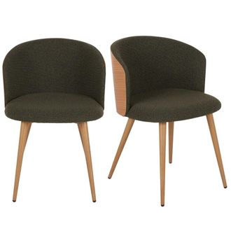 Maisons du monde Set de 2 sillas para hosteler&iacute;a de tela verde y madera de roble