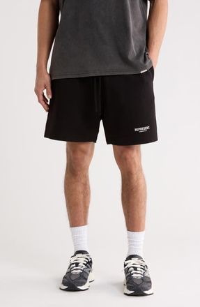 Represent Owners Club Cotton Logo Shorts in Black at Nordstrom, Size X-Large