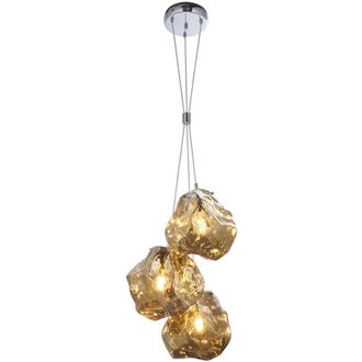 Loops Metallic Bronze 3 Light Ceiling Pendant Modern Rock Design Hanging Light Fitting