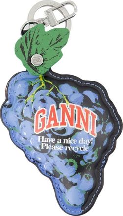 Ganni Womens Grape-Shaped Leather Wallet Blue Calfskin
