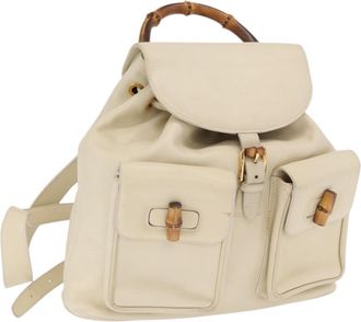 Gucci Vintage Bamboo Leather Gold Leather Backpack Bag (Pre-Owned)