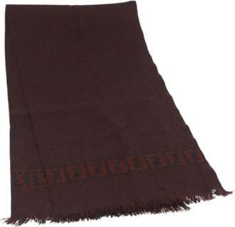 Fendi Pre-owned Scarves, female, Brown, Size: ONE SIZE Pre-owned Wool Scarf
