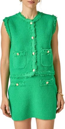 English Factory Fringe Detail Knit Vest in Green at Nordstrom, Size X-Small