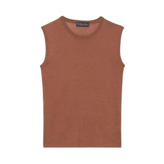 Brooks Brothers Zijden Blend Top - Dames - Tops zonder mouwen - Bruin - XS - Katoen - Tops