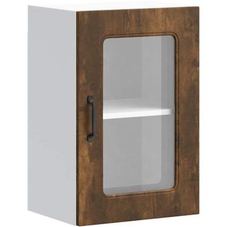 vidaXL Vidaxl - Kitchen Wall Cabinet with Glass Door Kalmar Smoked Oak Engineered Wood