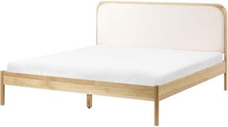 Beliani Bed Pine Wood DOSCHES 160 x 200 cm (EU King Size) Light Brown