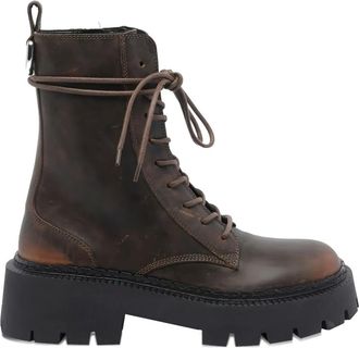 Vic Mati&eacute; leather combat boots - women - Rubber/Calf Leather/Fabric - 36.5 - Brown
