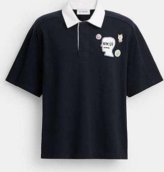 Coach Mens Coach | Brain Dead Rugby Polo in Blue, Size X-Small | 100% Cotton