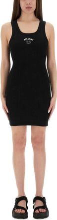 Moschino Ribbed Tank Jurk - Dames - Korte kleedjes - Zwart - XS - Katoen - Kleedjes