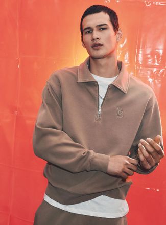 Djab Mens Washed double-knit jersey Polo Shirt sweatshirt DJAB 101 Loose fit