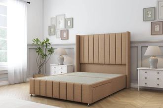 Sloomy Melbourne Dumfries Divan Base No Drawers-54 Wingback 12 Footboard in Light Brown | Size: King