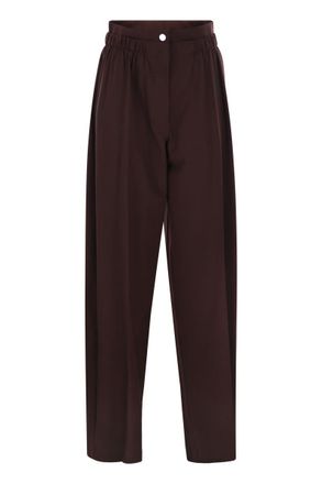 Max Mara Womens Quito - Wide-leg Trousers In Stretch Wool - Dark Brown - Size EU 36 (Womens)