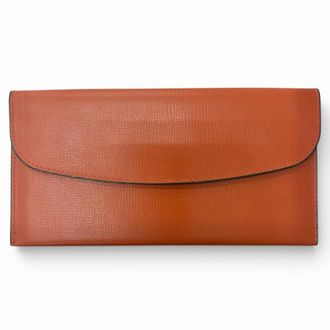 Valextra Brown Leather Long Bill Wallet (Bi-Fold) (Pre-Owned)