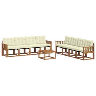 vidaXL Conjunto De Sof&aacute;s De Exterior Con Coj&iacute;n 9 Pcs Natural Y Crema Vidaxl