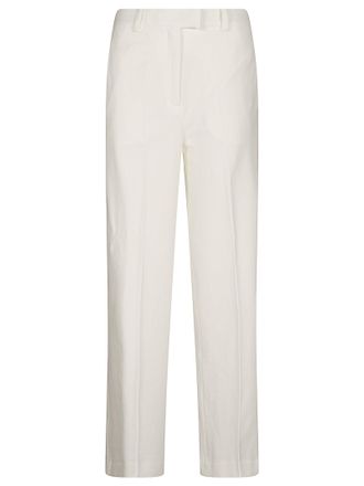 Circolo 1901 Straight-Cut White Trousers With Zip Closure And Belt Loops