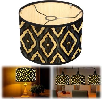 OEM Applique Da Parete In Bamb&ugrave; - Paralume Decorativo Anni 70 - Paralume Vintage - Lampada Da Terra A Sospensione - Lampada Da Tavolo - E27 - Paralume Vin