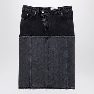 Alexander McQueen Alexander Mc Queen Two Tone Black Denim Skirt