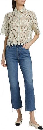 Frame Denim The Ruler Crop Frayed High-Rise Slim-Leg Jeans In Dark Denim