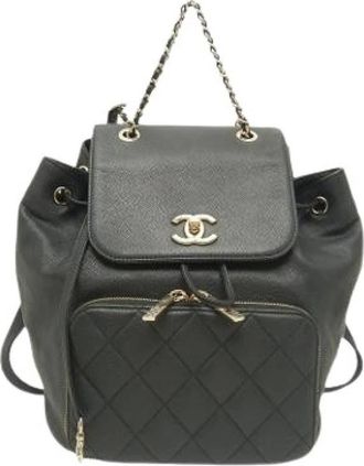 Chanel Pre-owned Business Affinity Backpack - Dames - Vintage Rugzakken - Zwart - ONE Size - Leer - Vintage