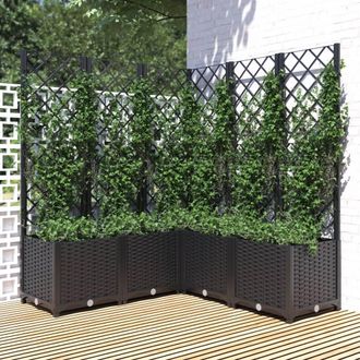 vidaXL Jardinera Con Enrejado Pp Negro 120x120x136 Cm Vidaxl