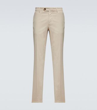 Brunello Cucinelli Mid-rise cotton-blend slim pants