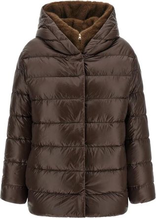 Herno Fusciacca Donsjas - Dames - Gewatteerde jassen - Bruin - M - Nylon - Jassen
